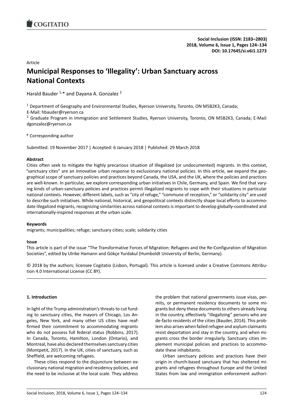 'Illegality': Urban Sanctuary Across National Contexts