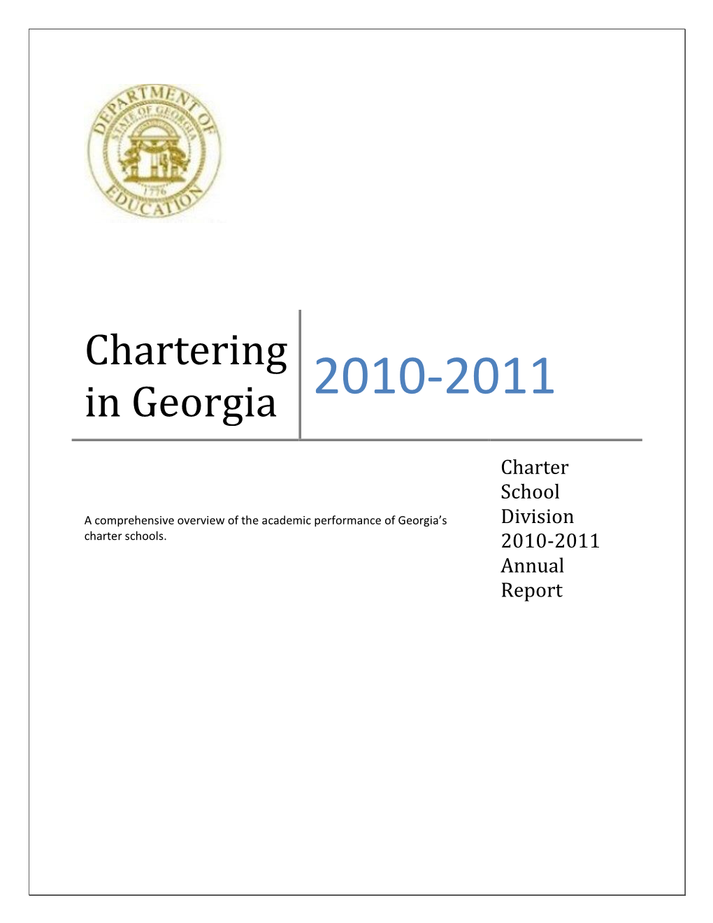 2010-2011 Georgia Charter Schools Annual Report