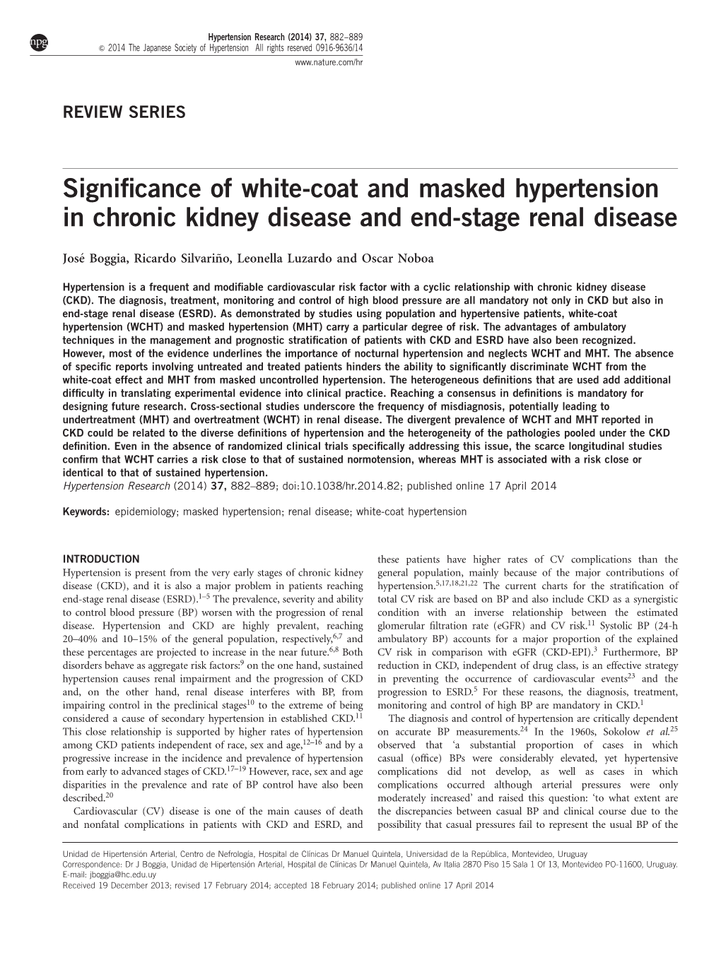 Significance of White-Coat and Masked Hypertension in Chronic Kidney