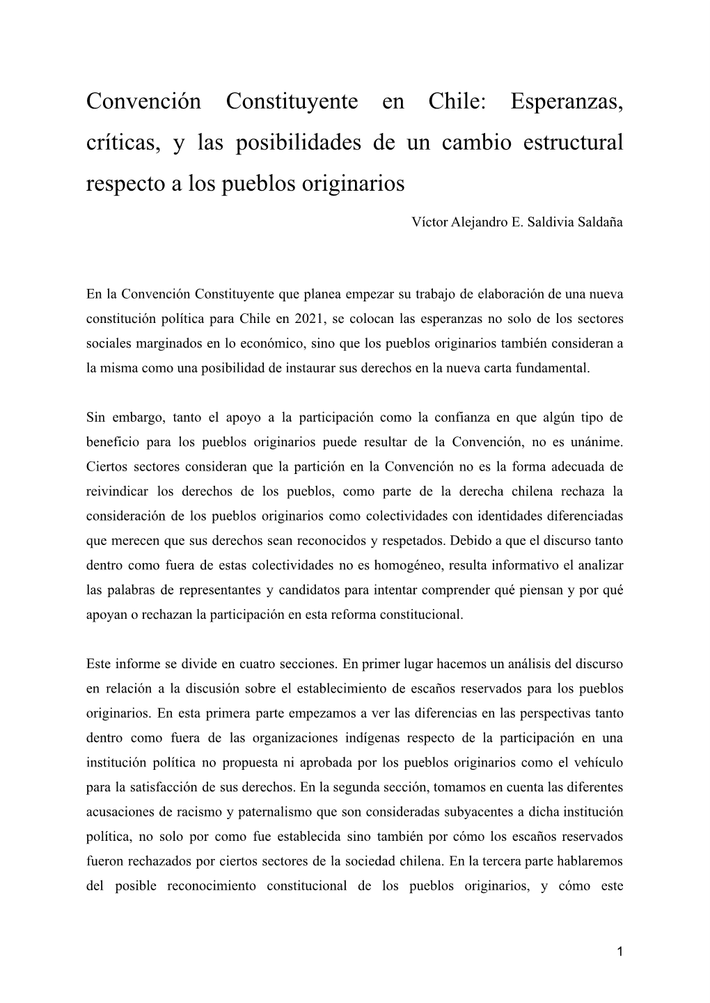 Convención Constituyente En Chile: Esperanzas, Críticas, Y Las Posibilidades De Un Cambio Estructural Respecto a Los Pueblos Originarios