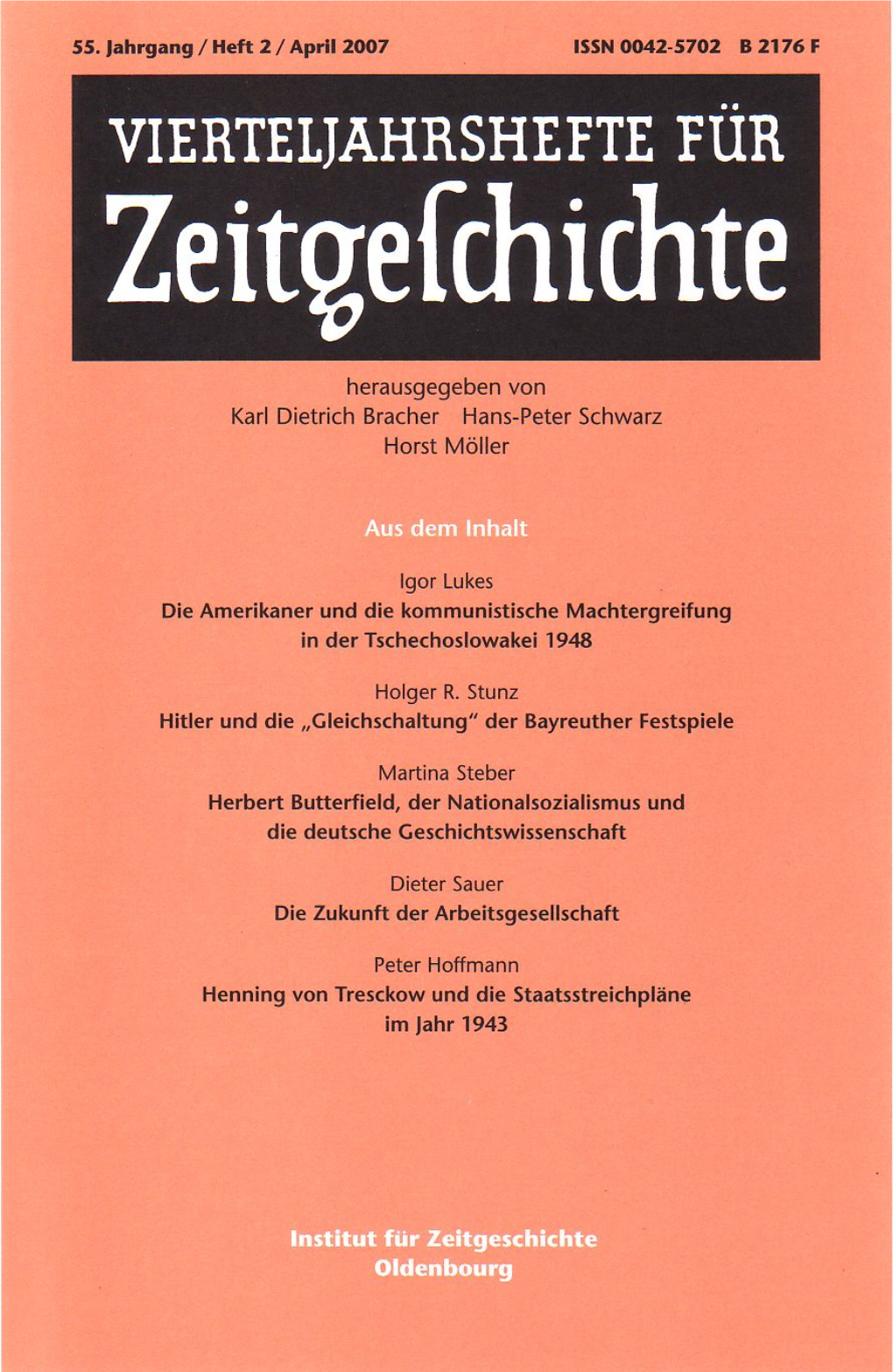 Vierteljahrshefte Für Zeitgeschichte Jahrgang 55(2007) Heft 2