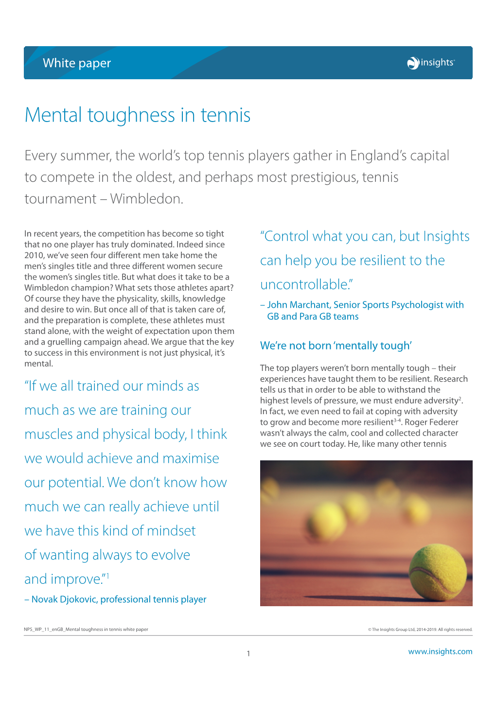 Mental Toughness in Tennis