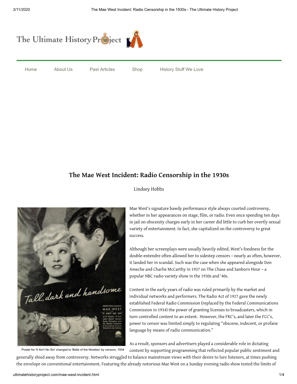 The Mae West Incident: Radio Censorship in the 1930S - the Ultimate History Project