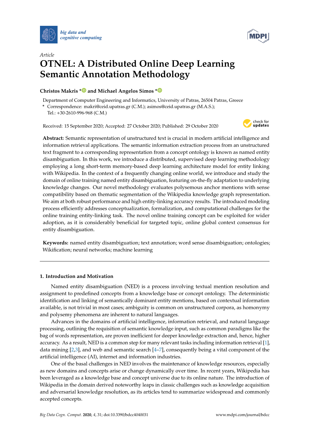 A Distributed Online Deep Learning Semantic Annotation Methodology