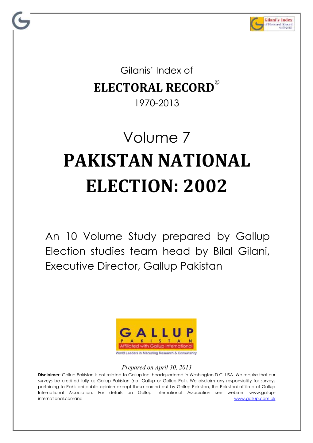 Pakistan National Election: 2002