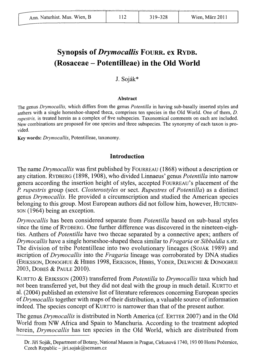 Synopsis of Drymocallis FOURR (Rosaceae