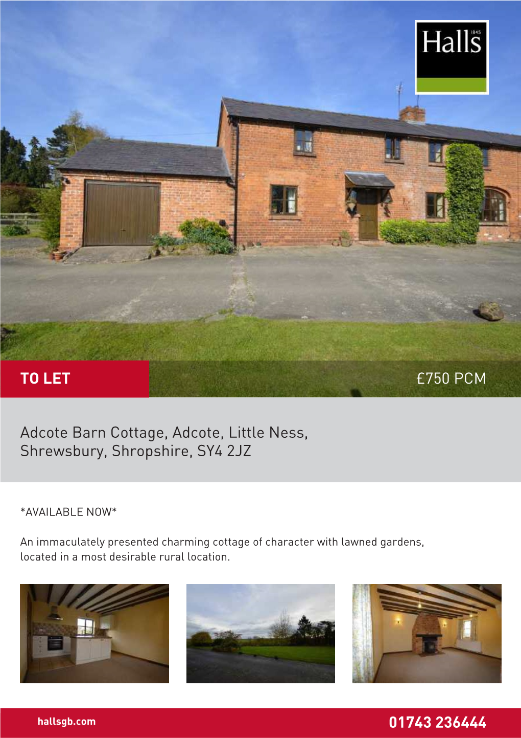 Adcote Barn Cottage, Adcote, Little Ness, Shrewsbury, Shropshire, SY4 2JZ