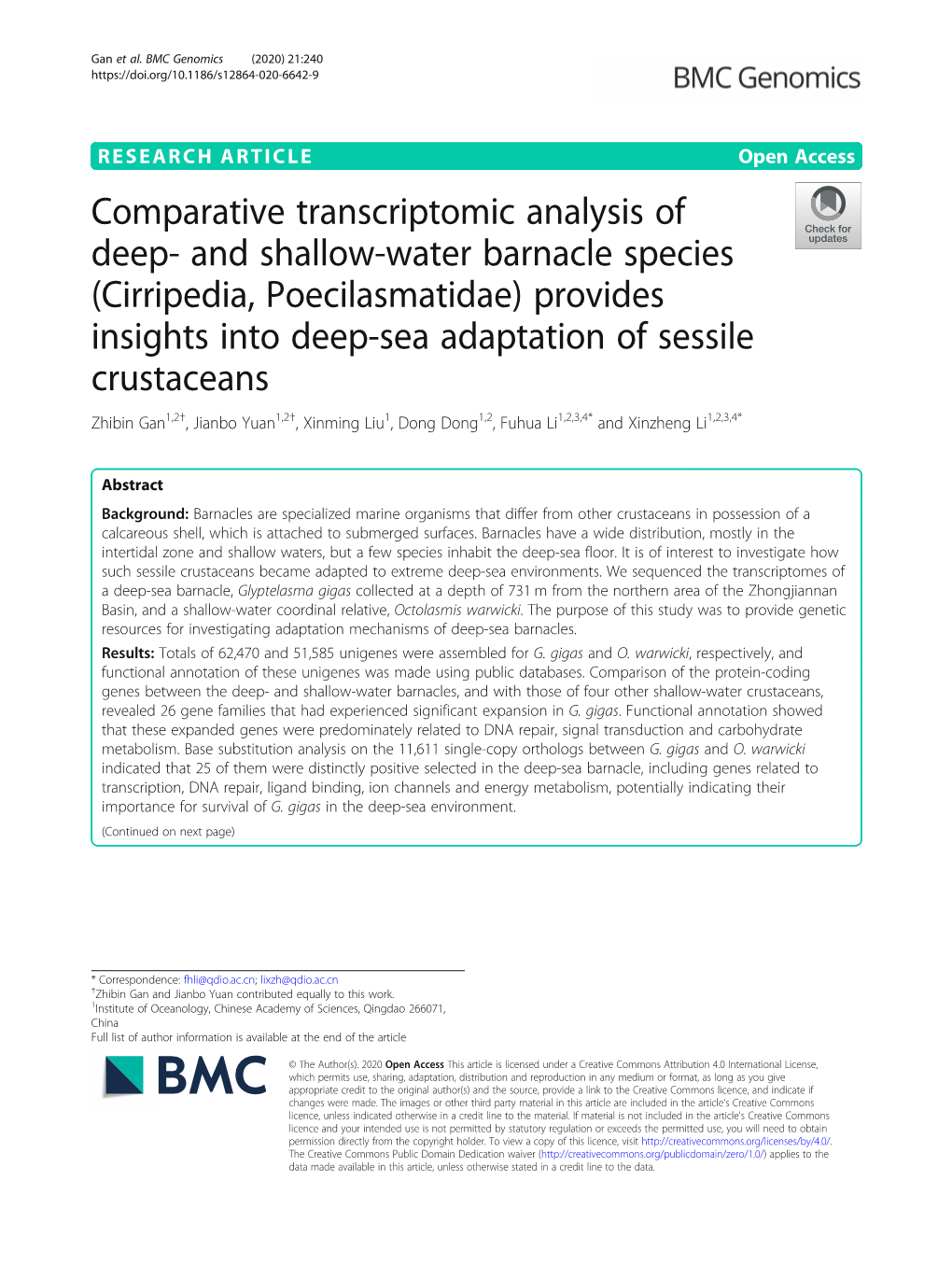 Comparative Transcriptomic Analysis of Deep- And