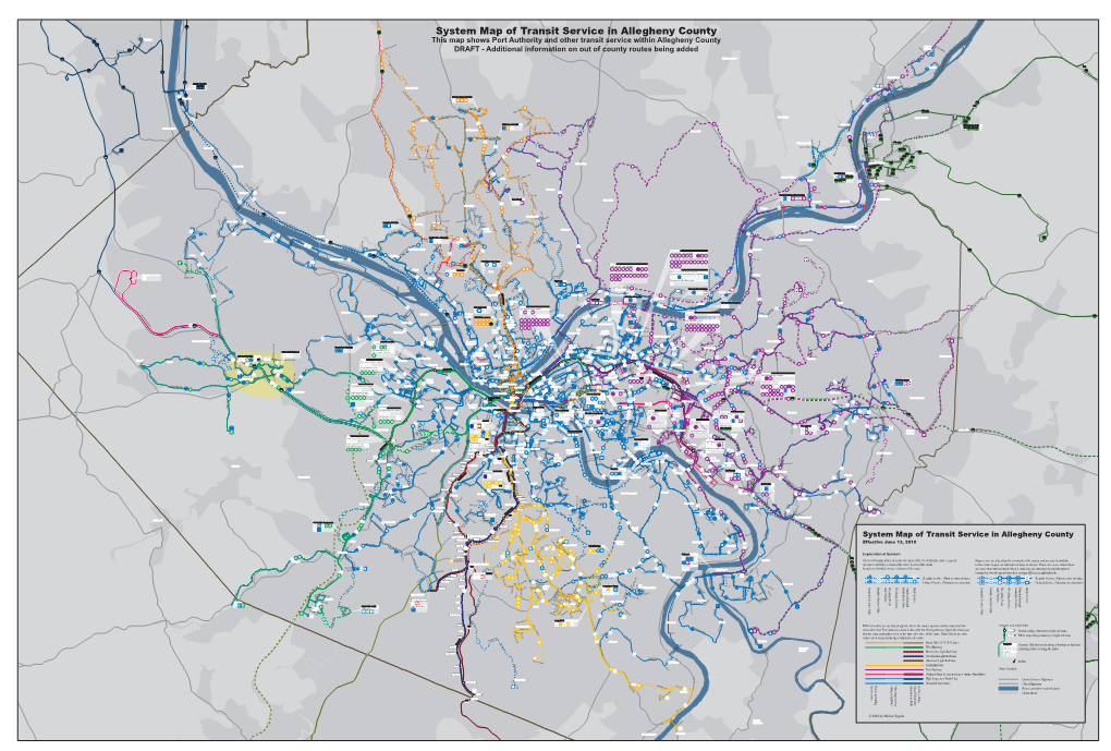 System Map of Transit Service in Allegheny County