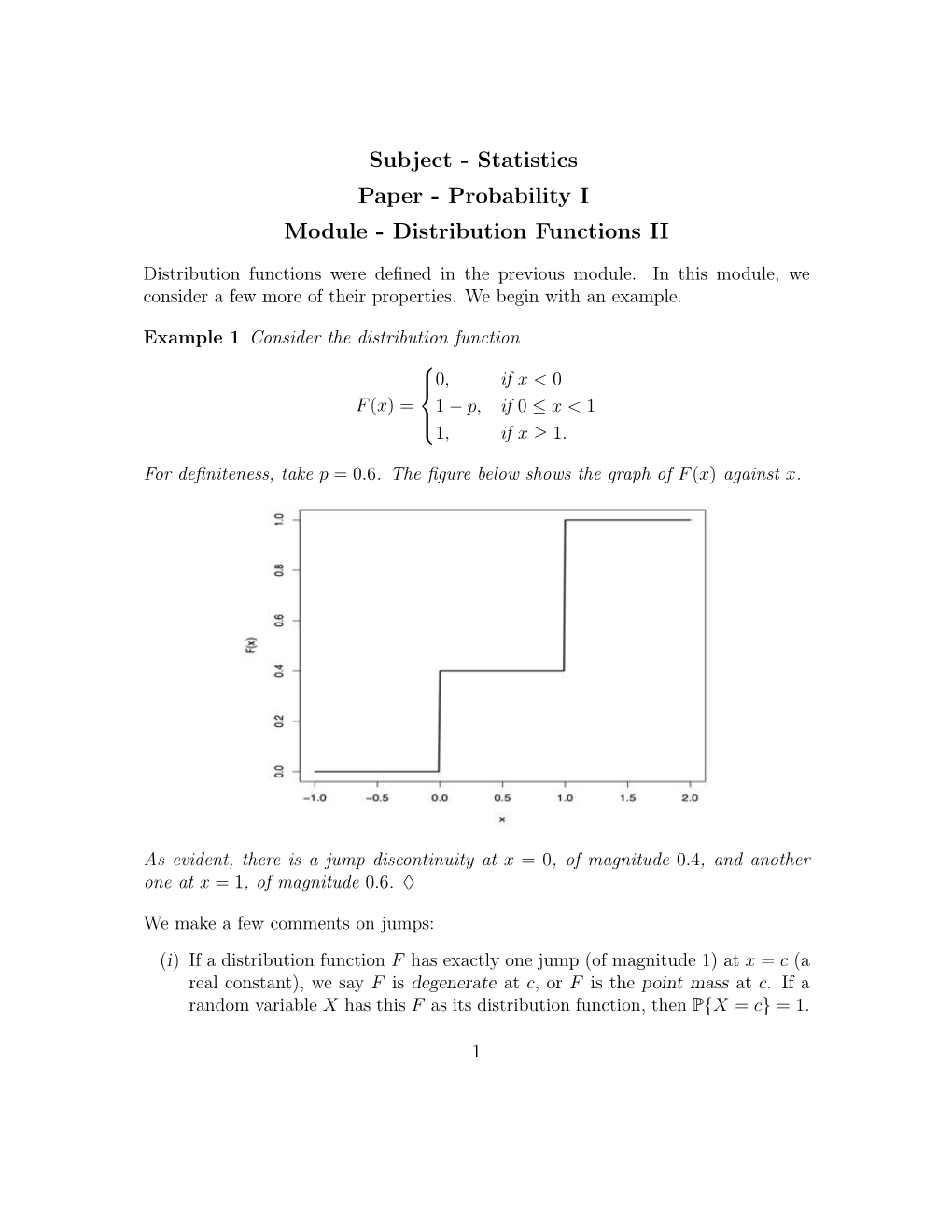 Subject - Statistics Paper - Probability I Module - Distribution Functions II