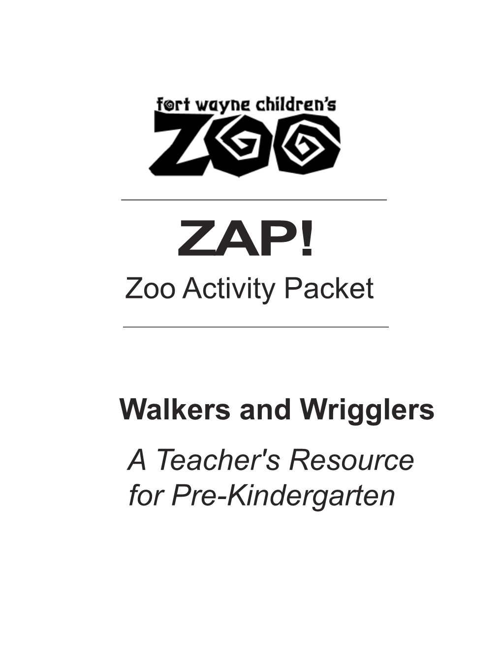 Zoo Activity Packet a Teacher's Resource for Pre-Kindergarten