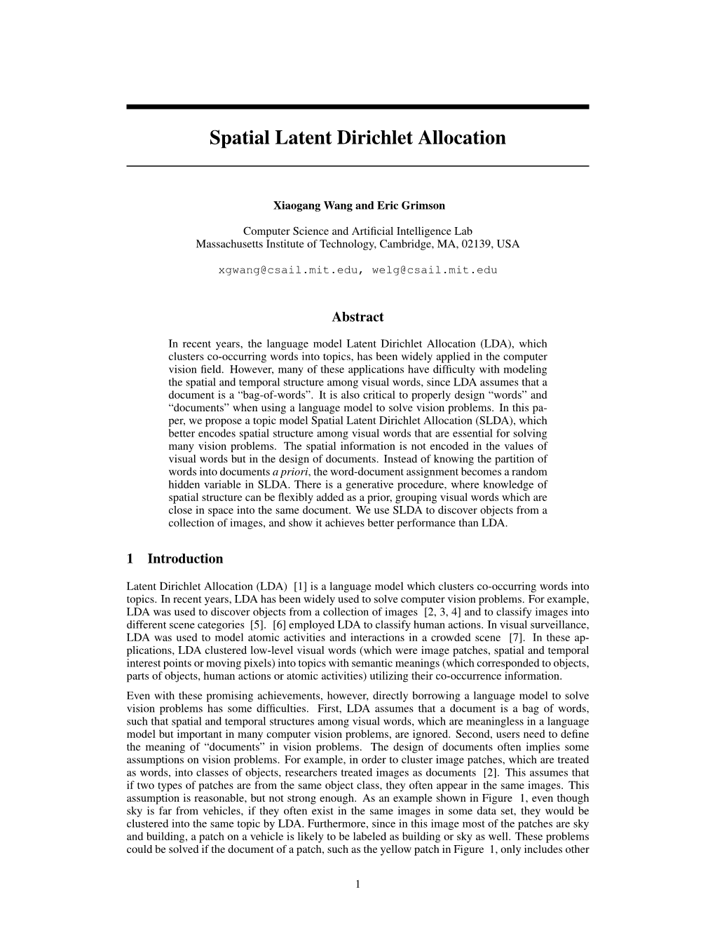 Spatial Latent Dirichlet Allocation