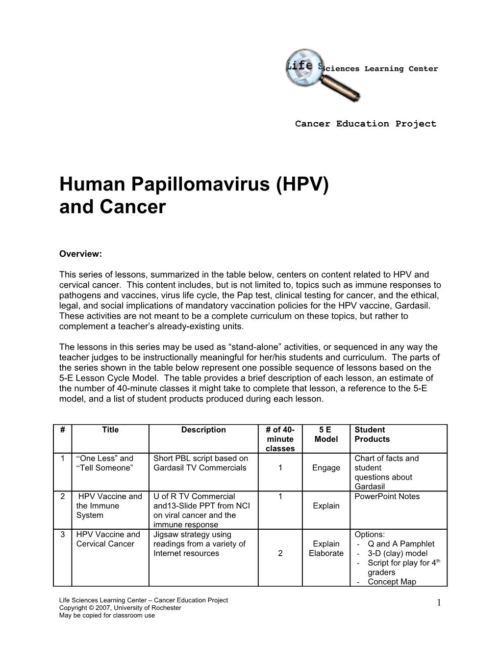 HPV and Cervical Cancer