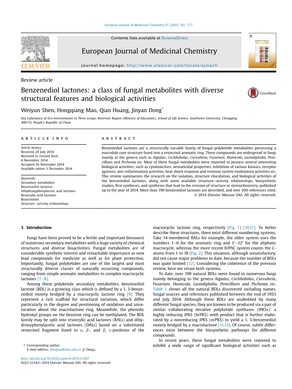 European Journal of Medicinal Chemistry 97 (2015) 747E777