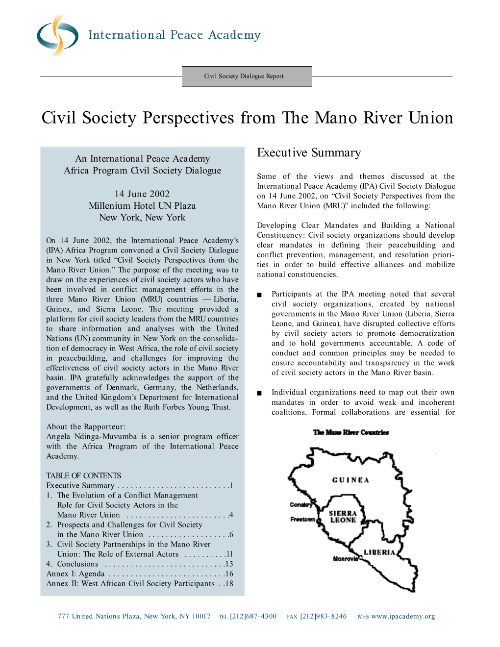 Civil Society Perspectives from the Mano River Union