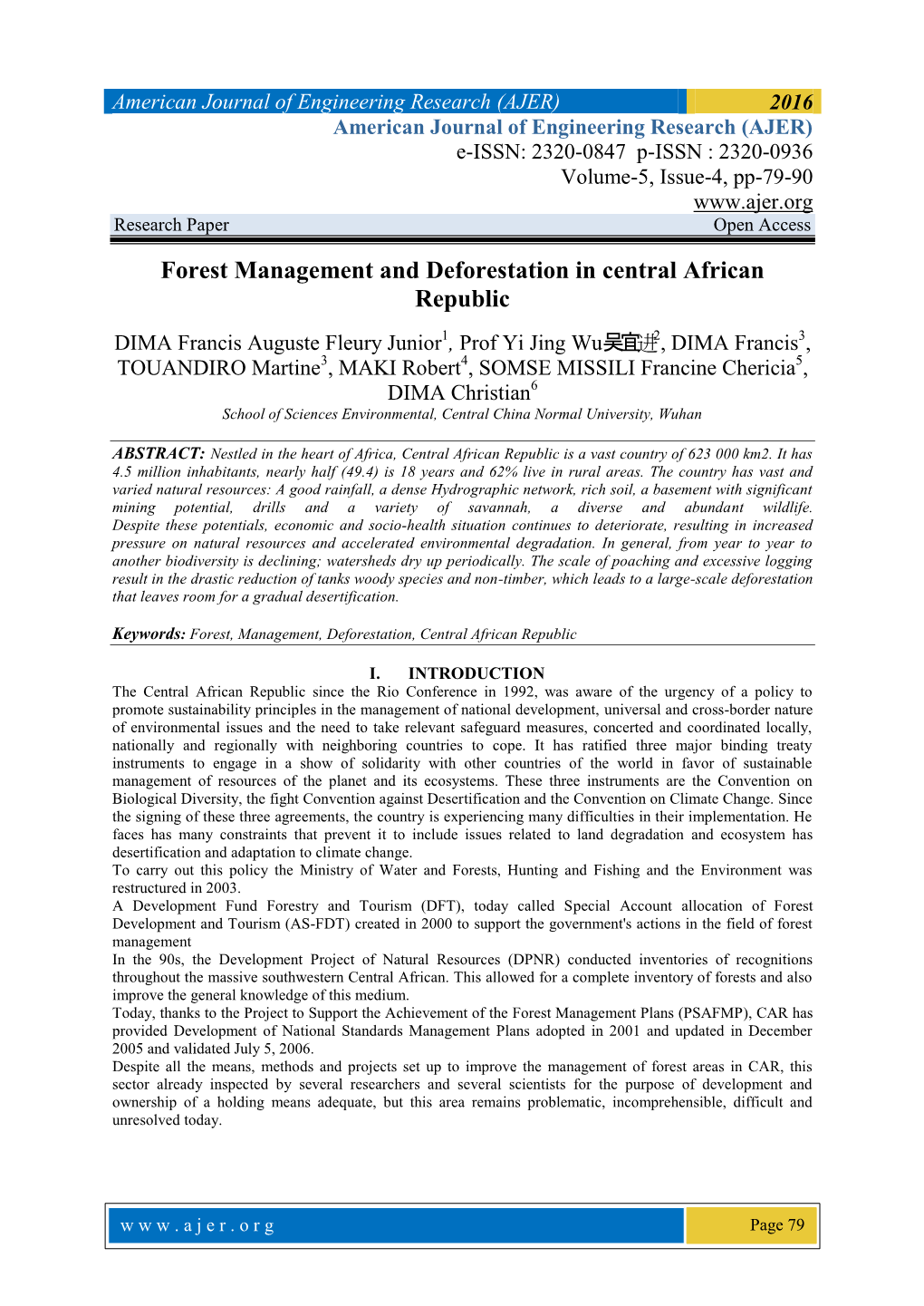 Forest Management and Deforestation in Central African Republic