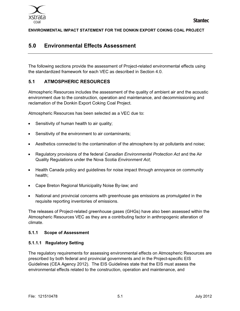 5.0 Environmental Effects Assessment