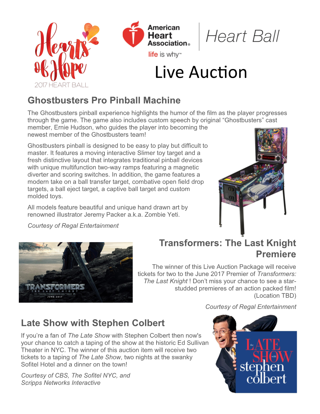 Live Auction Preview