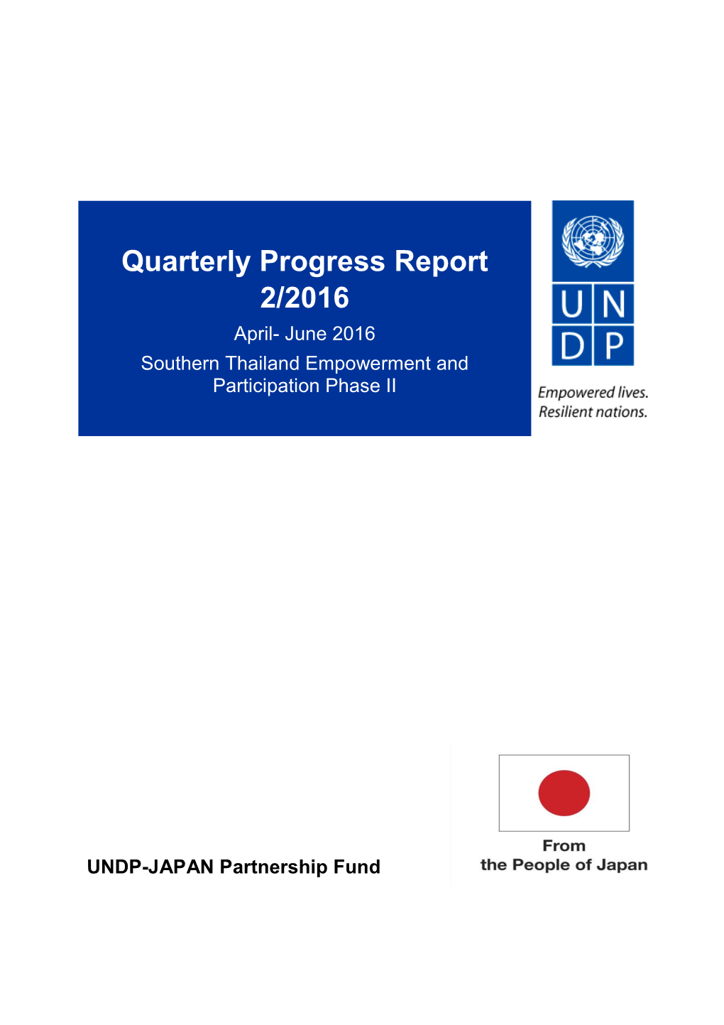 Quarterly Progress Report 2/2016