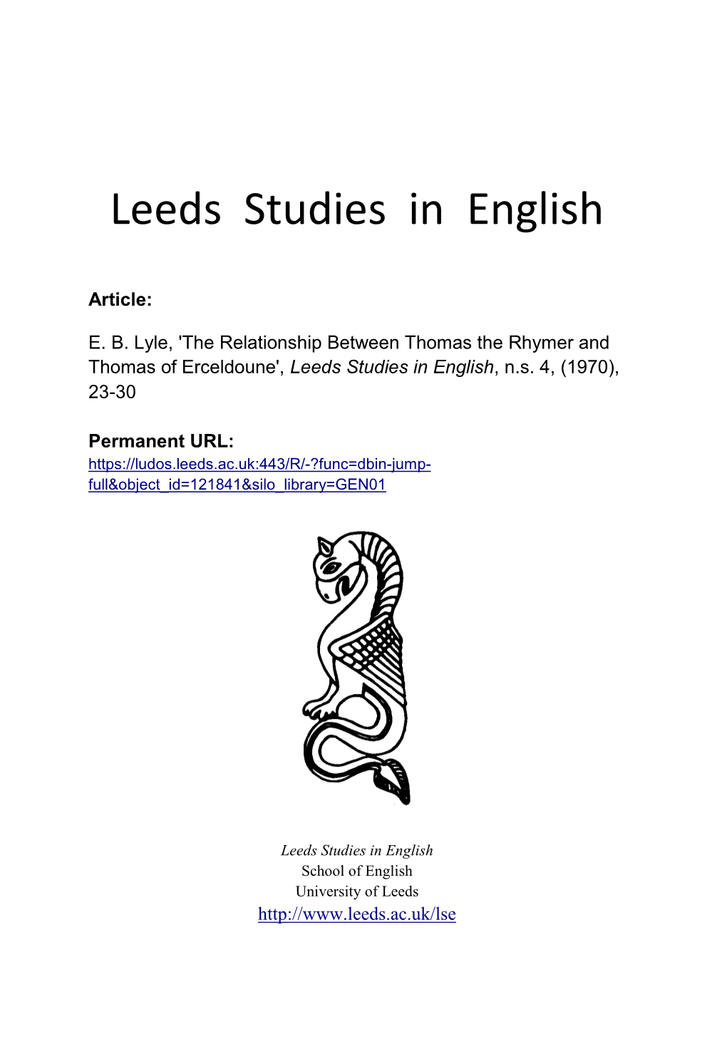 Leeds Studies in English