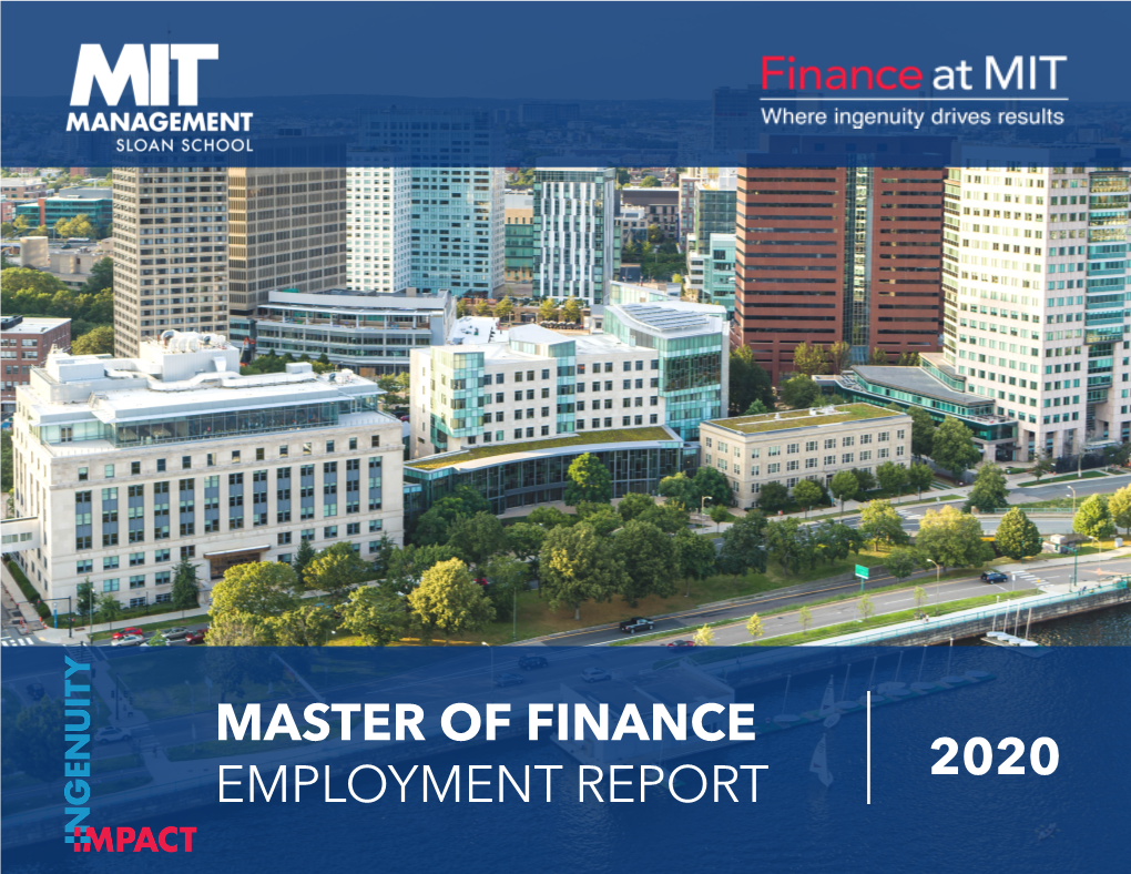 Master of Finance Employment Report 2020