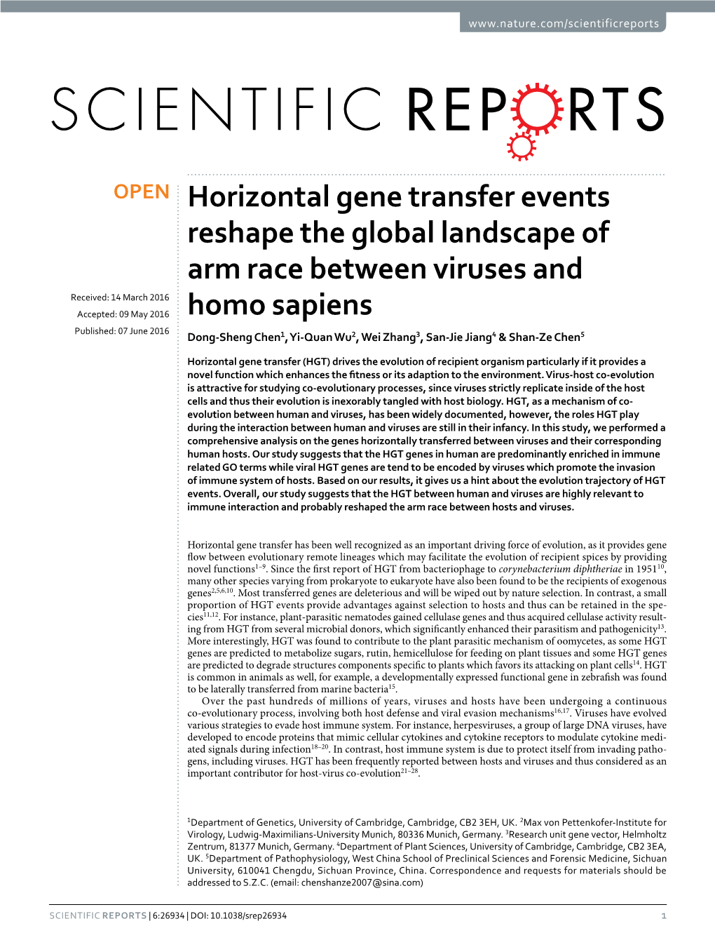 Horizontal Gene Transfer Events Reshape the Global Landscape Of