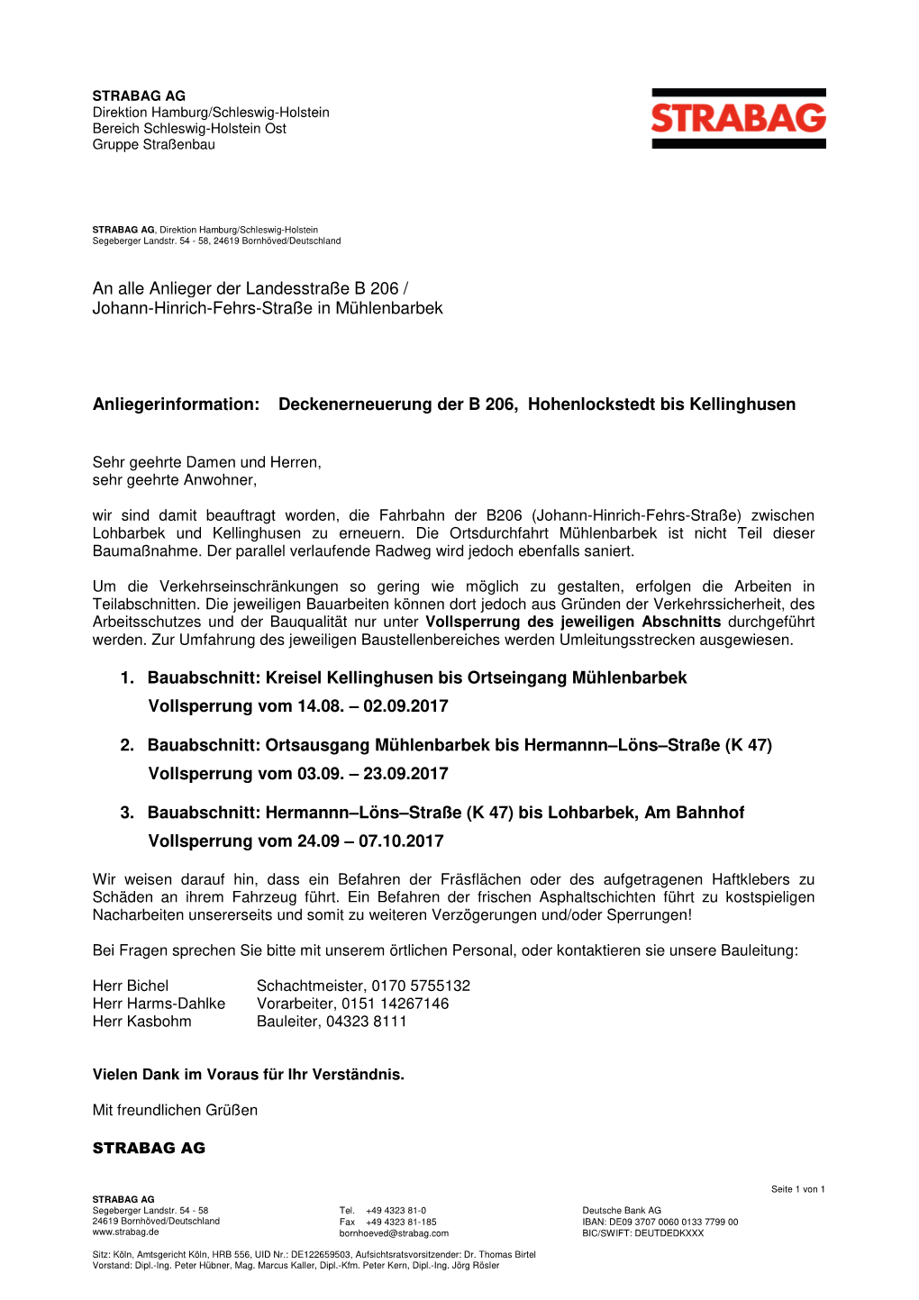 Deckenerneuerung Der B 206, Hohenlockstedt Bis Kellinghusen 1