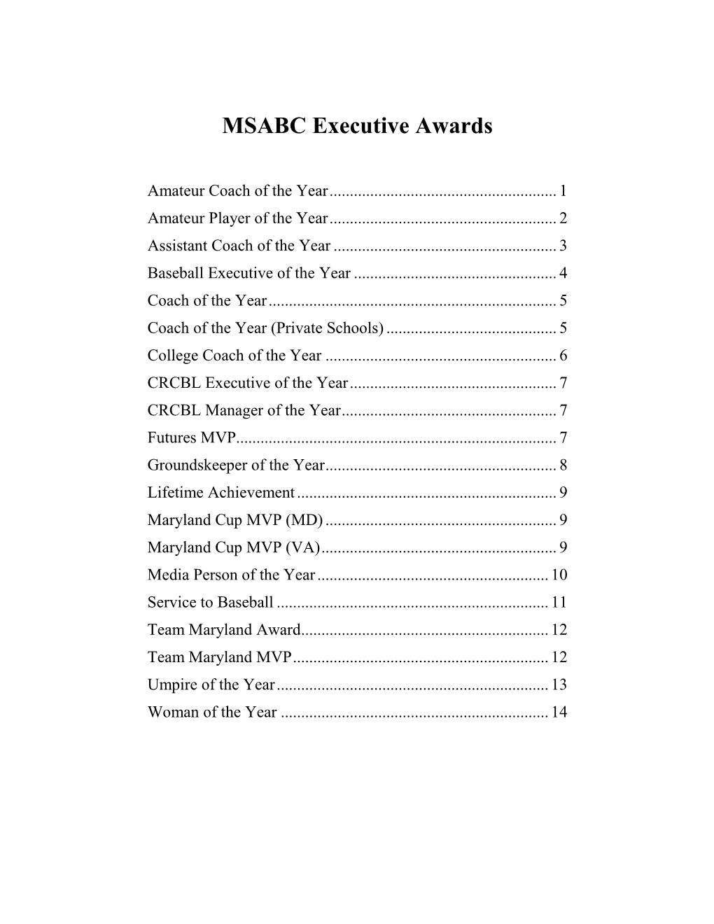 MSABC Executive Awards