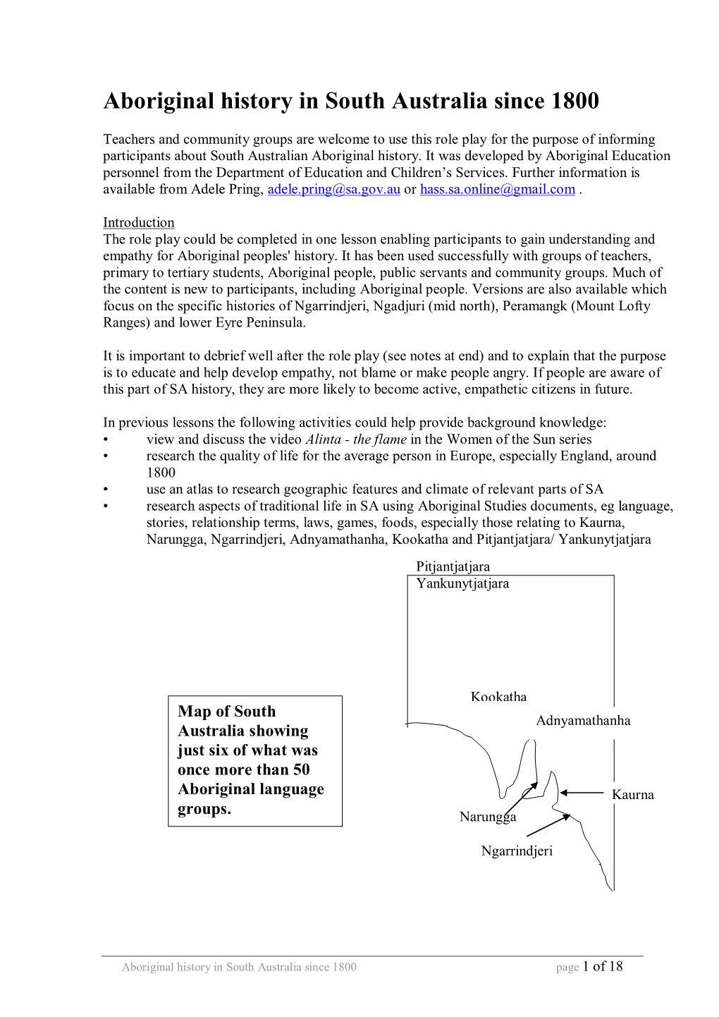 Aboriginal History in South Australia Since 1800