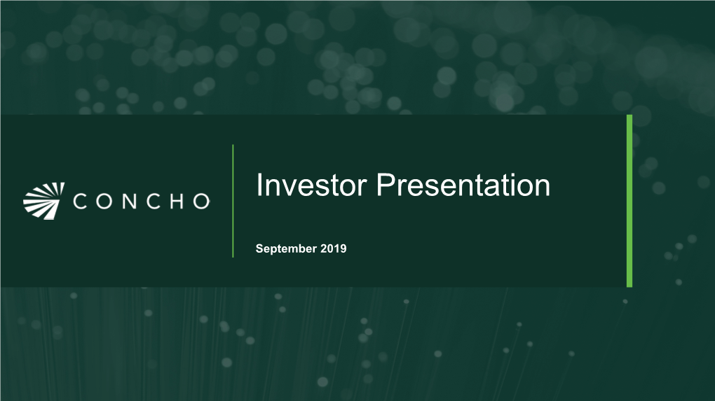 September 2019 Investor Presentation