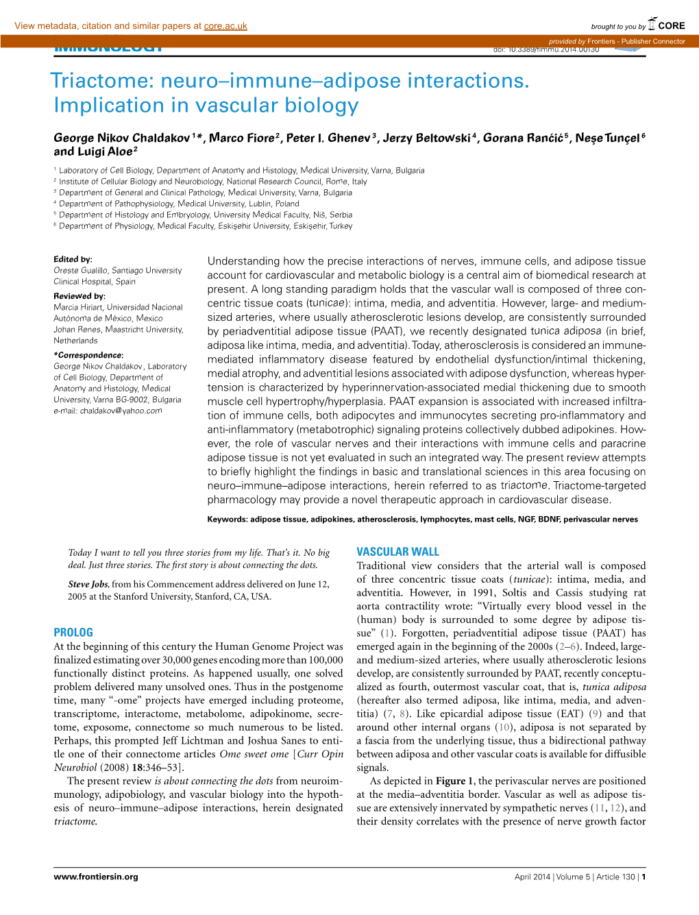 Neuro–Immune–Adipose Interactions. Implication in Vascular Biology