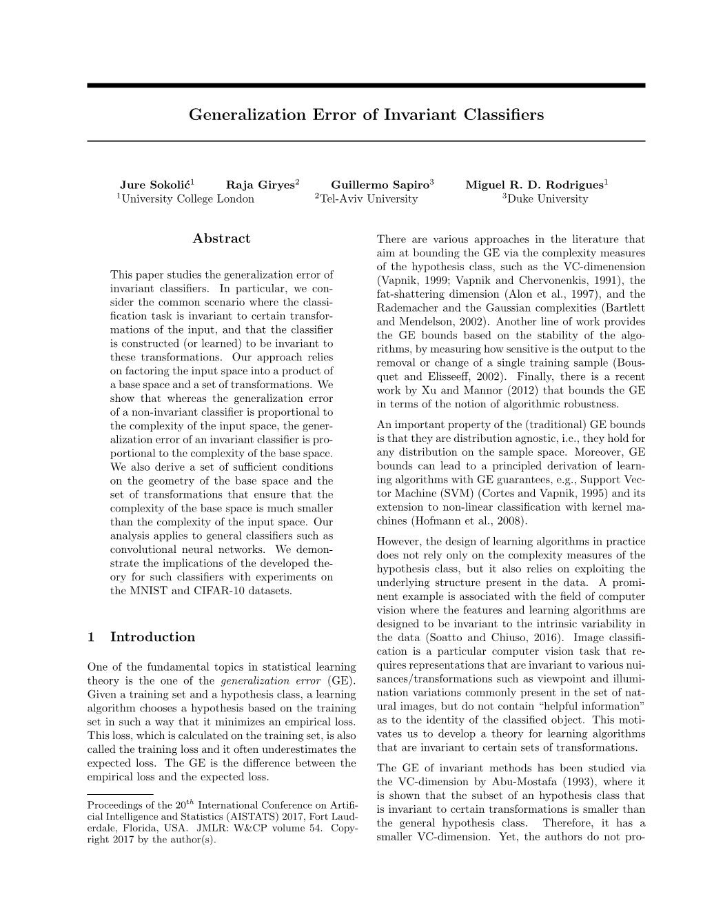 Generalization Error of Invariant Classifiers