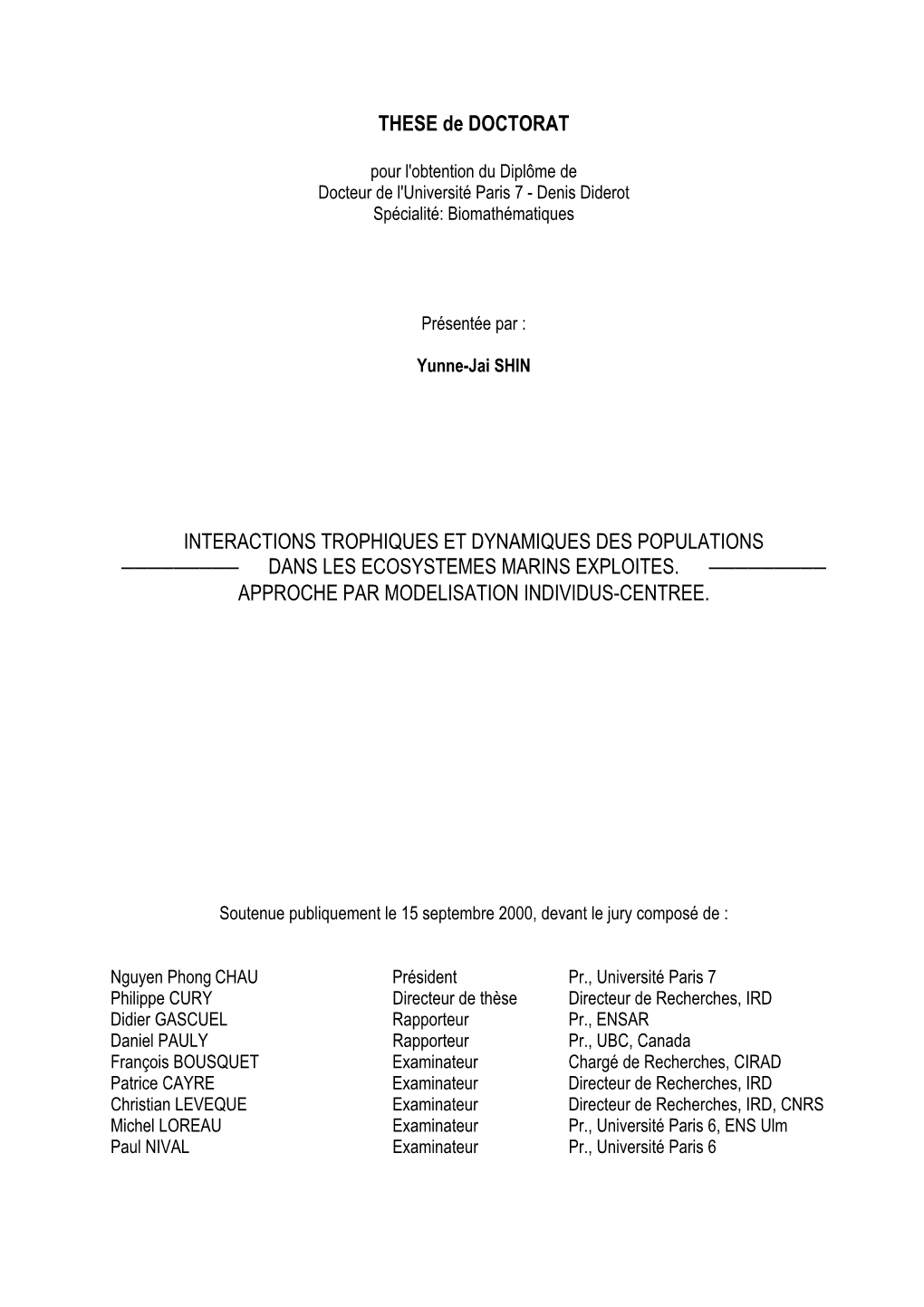 Interactions Trophiques Et Dynamiques Des Populations ───────── Dans Les Ecosystemes Marins Exploites