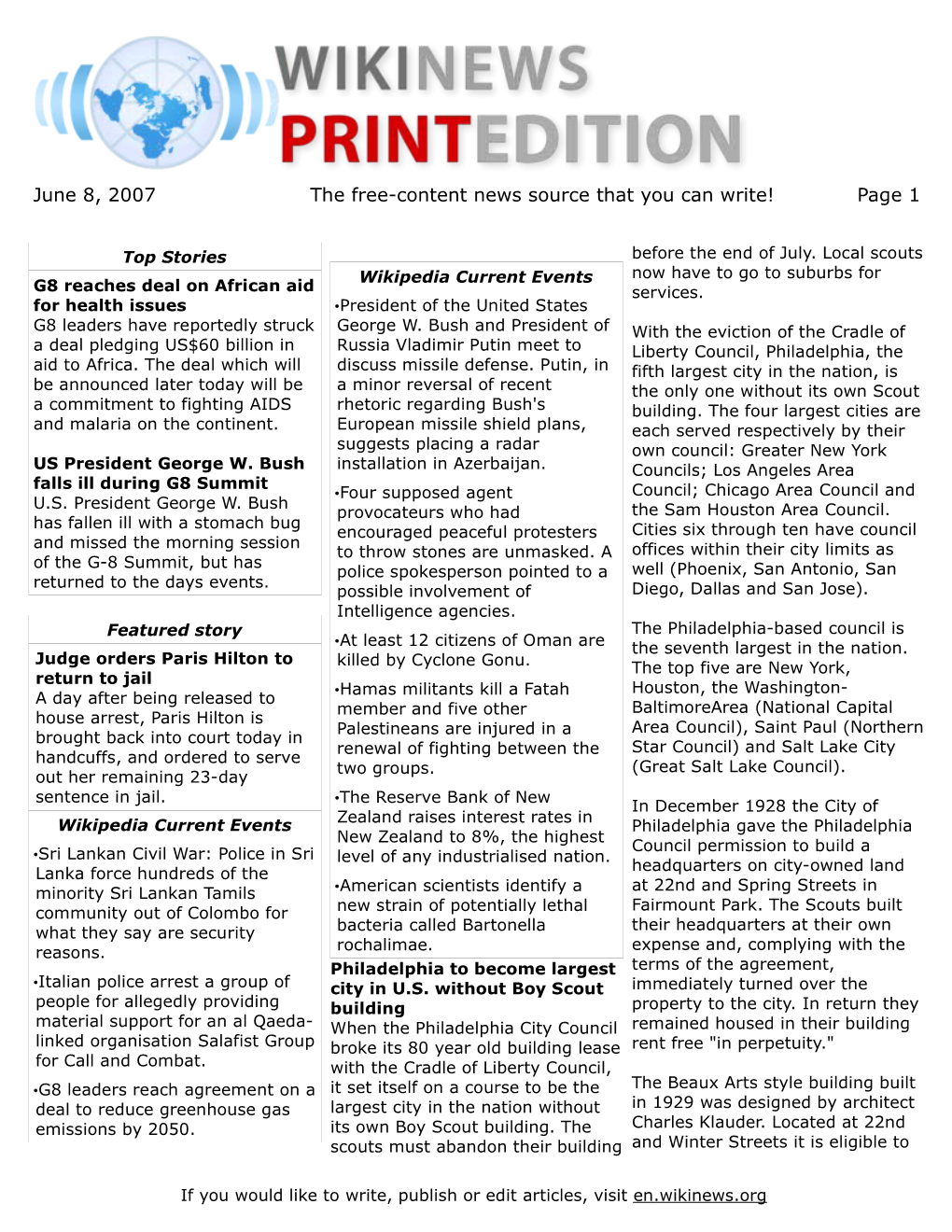 June 8, 2007 the Free-Content News Source That You Can Write! Page 1