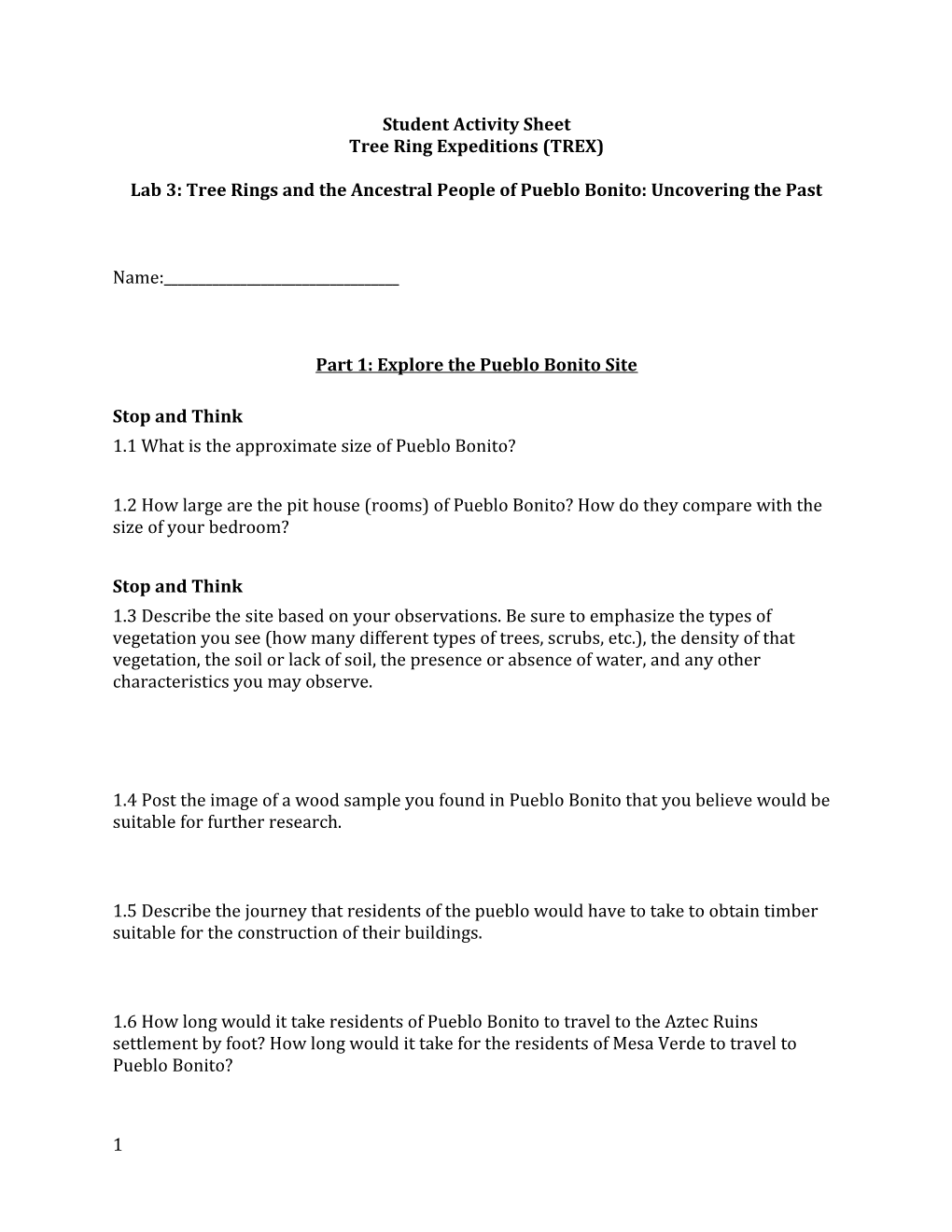 Tree Ring Expeditions (TREX)