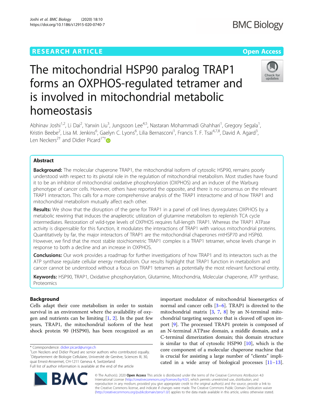 The Mitochondrial HSP90 Paralog TRAP1 Forms an OXPHOS