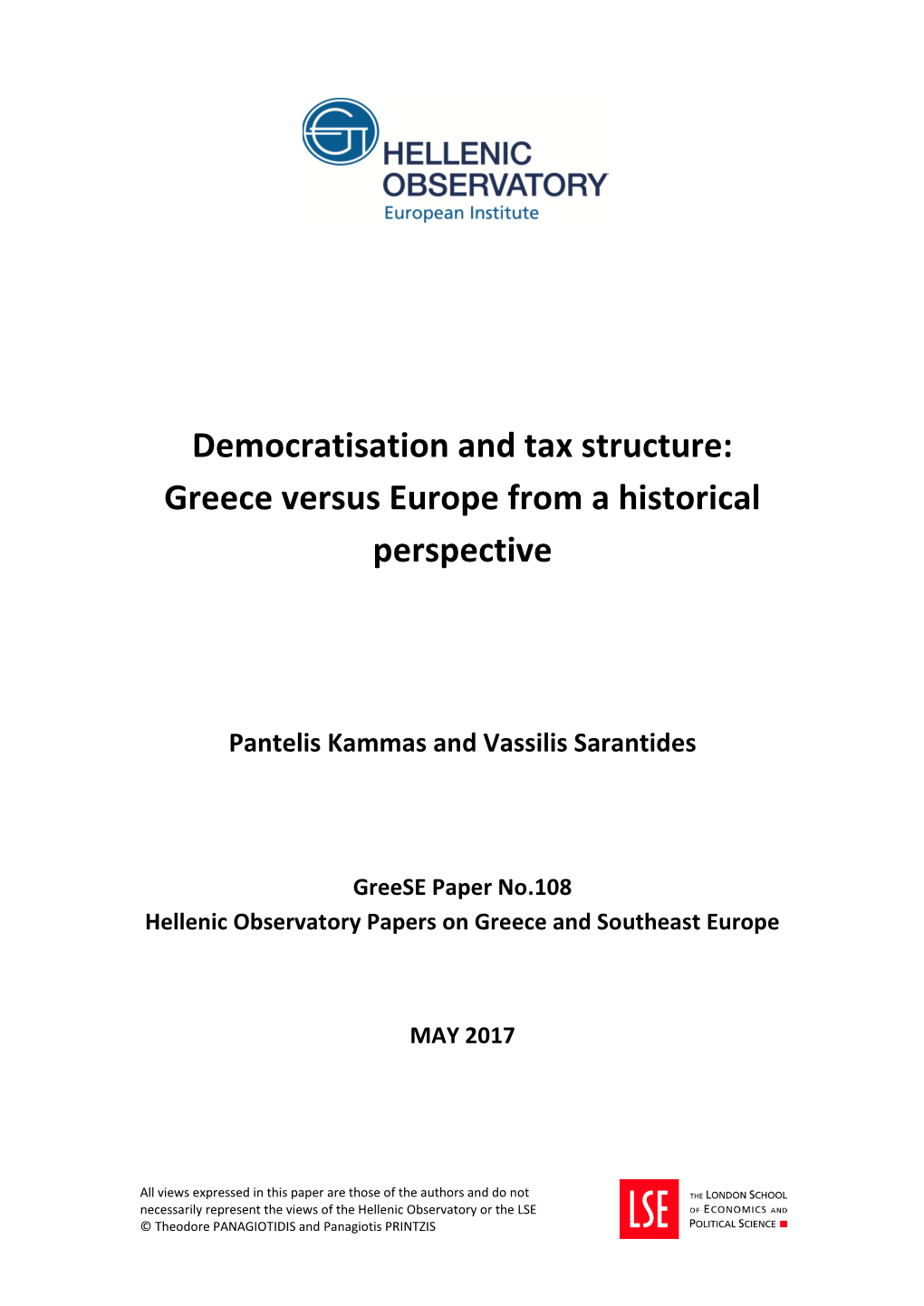 Democratisation and Tax Structure: Greece Versus Europe from a Historical Perspective