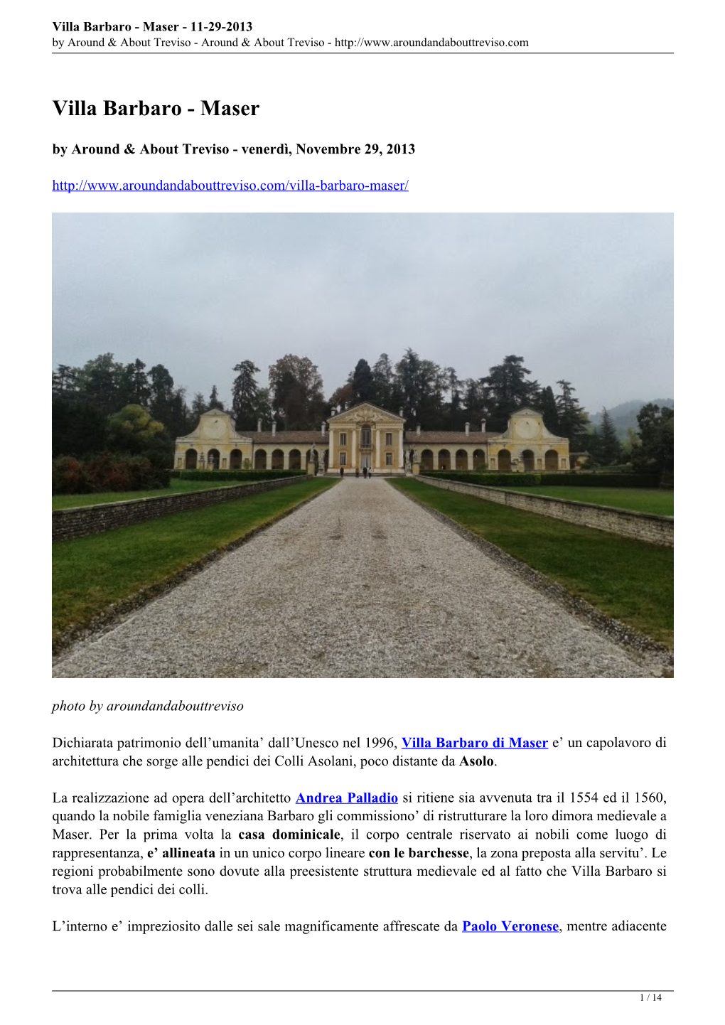 Villa Barbaro - Maser - 11-29-2013 by Around & About Treviso - Around & About Treviso