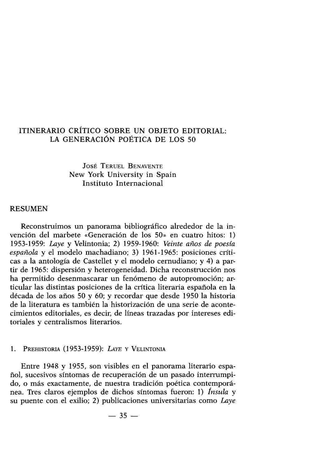 Resumen La Generación Poética De Los 50