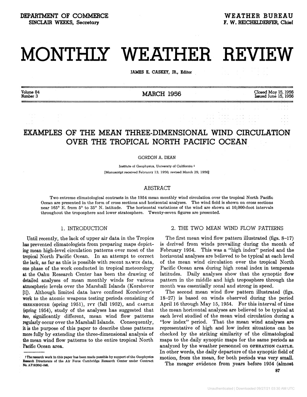 Examples of the Mean Three-Dimensional Wind Circulation Over the Tropical North Pacific Ocean