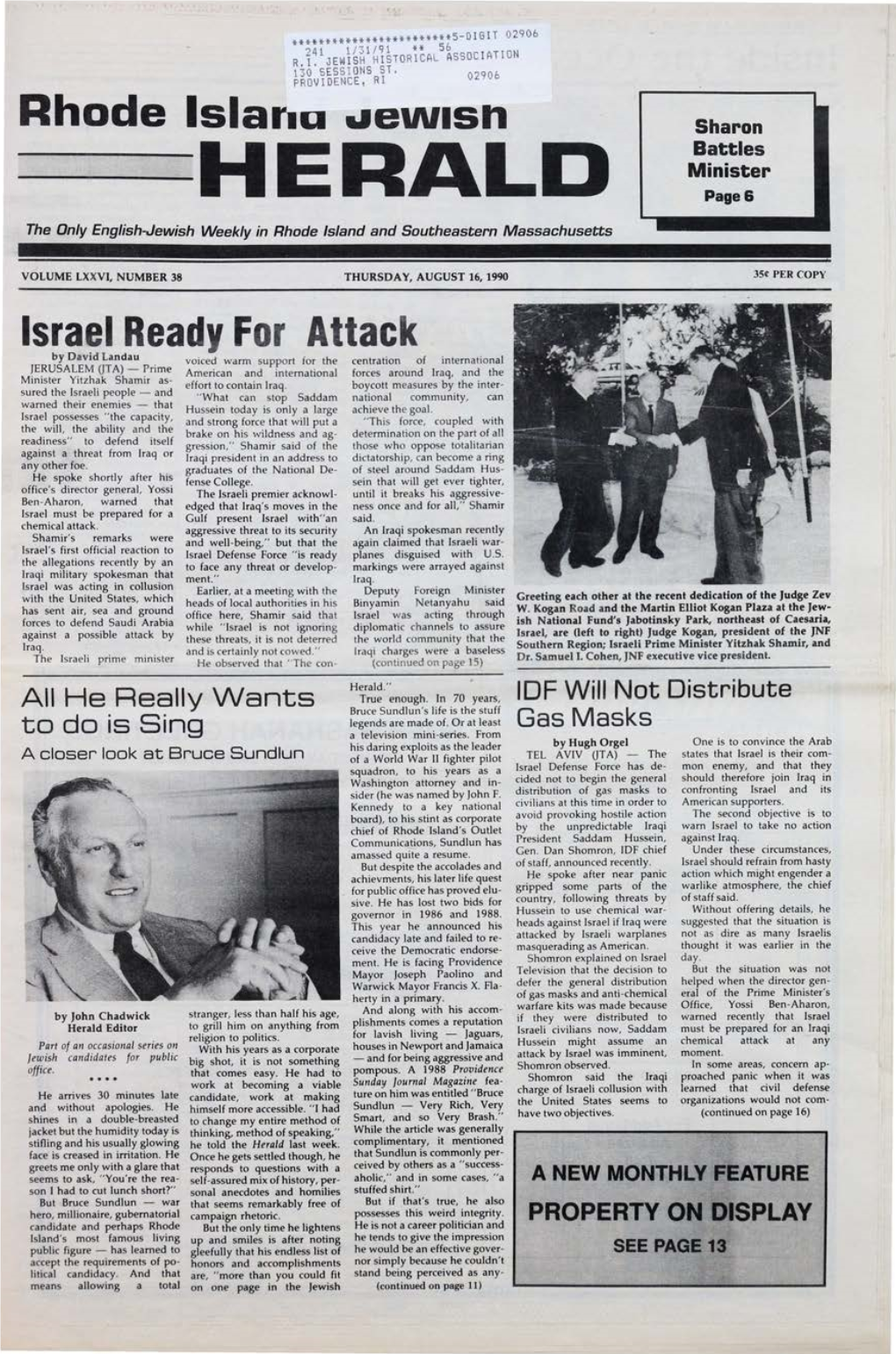HERALD Page& the Only English-Jewish Weekly in Rhode Island and Southeastern Massachusetts