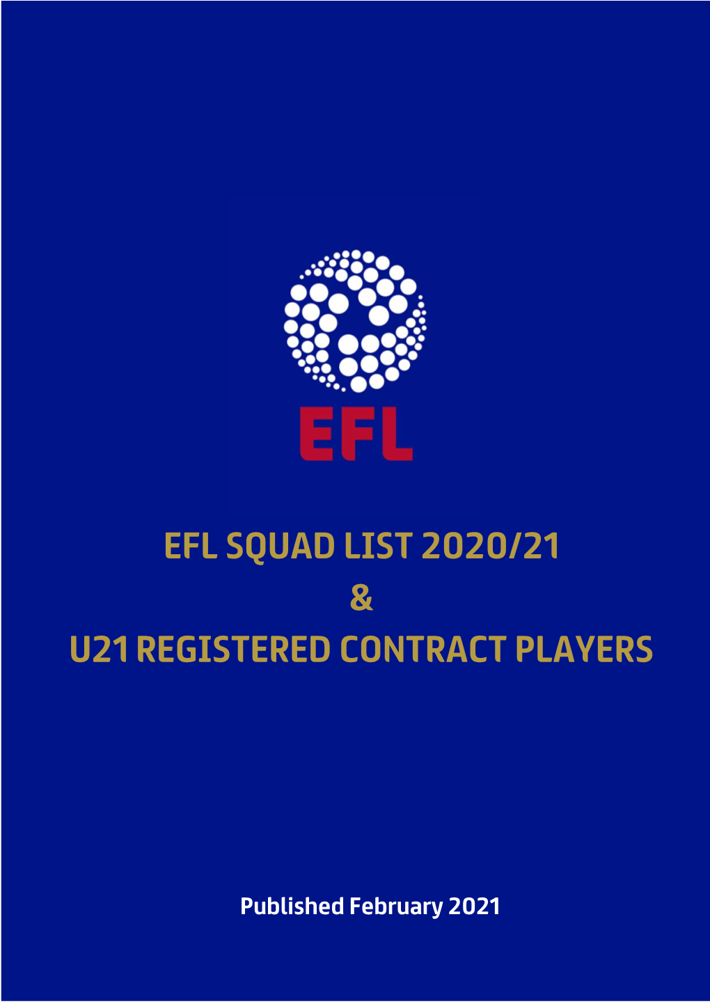 Efl Squad List 2020/21 & U21 Registered Contract Players