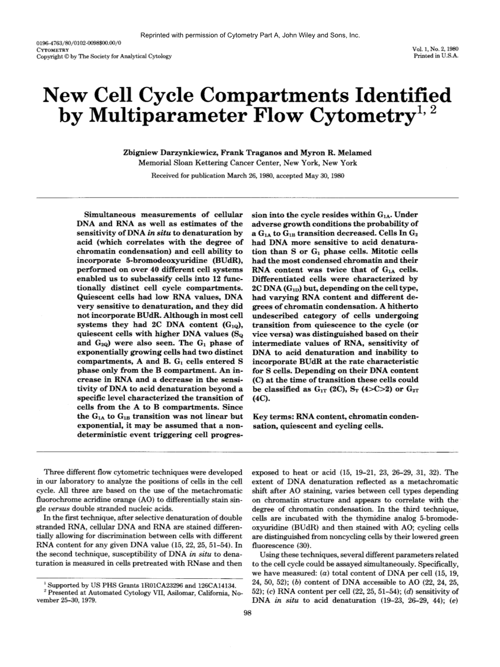 New Cell Cycle Compartments Identified by Multiparameter Flow Cytometry1, 2
