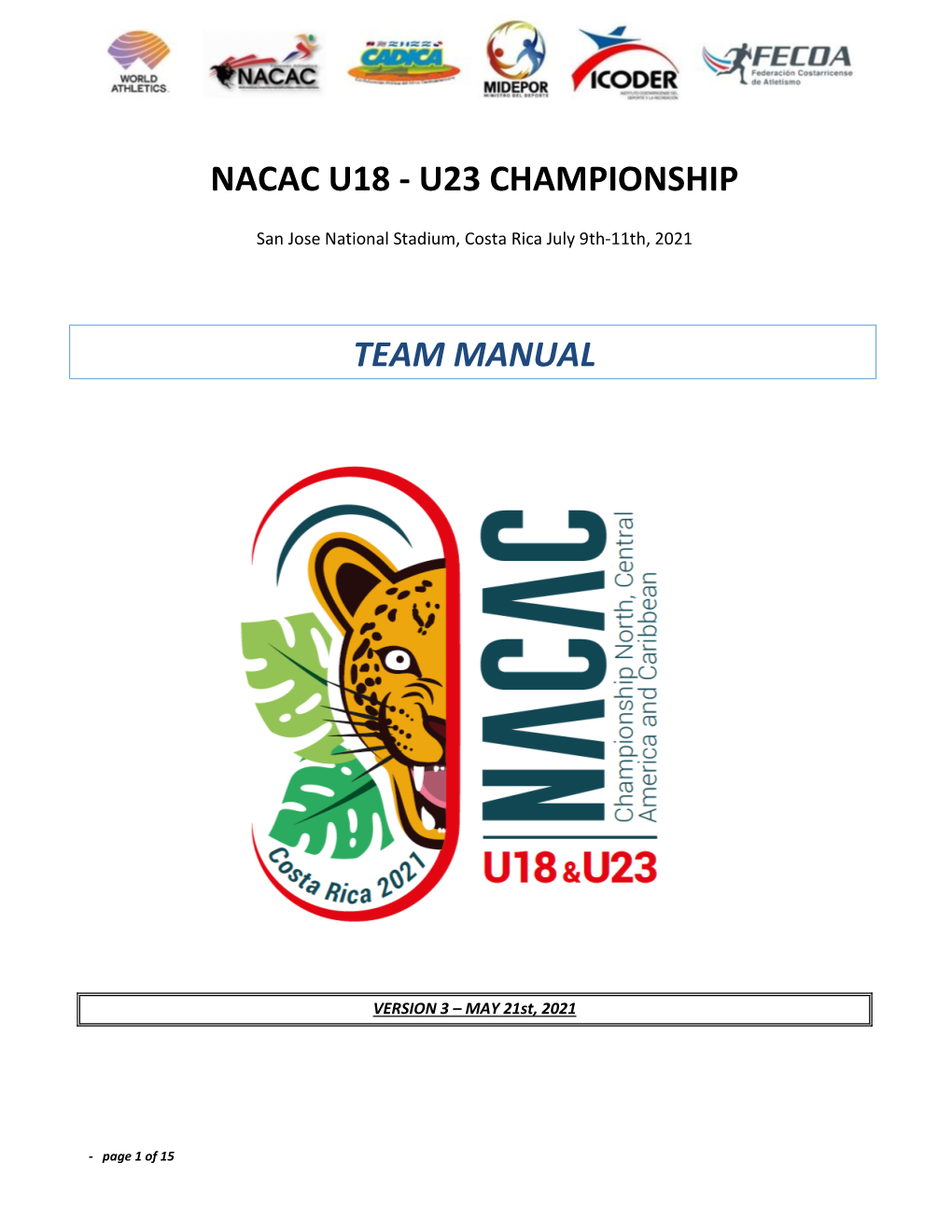 U23 Championship Team Manual