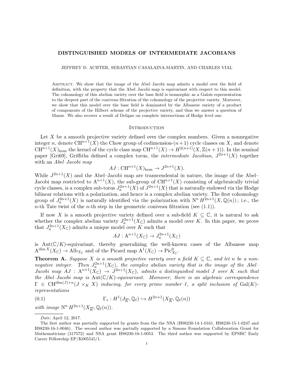 Distinguished Models of Intermediate Jacobians