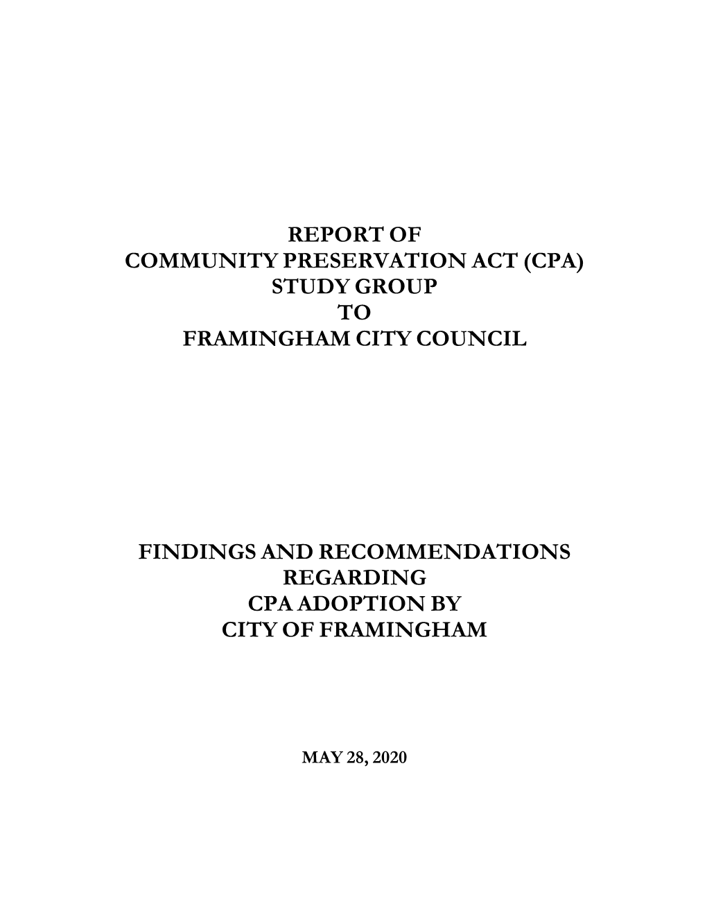 DRAFT Framingham CPA Study Report 5-28-20 Final