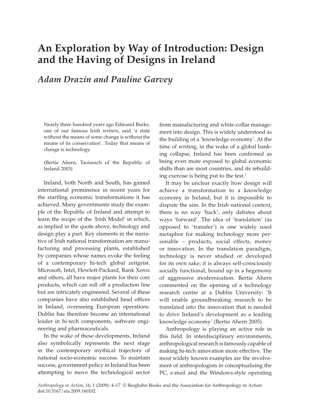 An Exploration by Way of Introduction: Design and the Having of Designs in Ireland