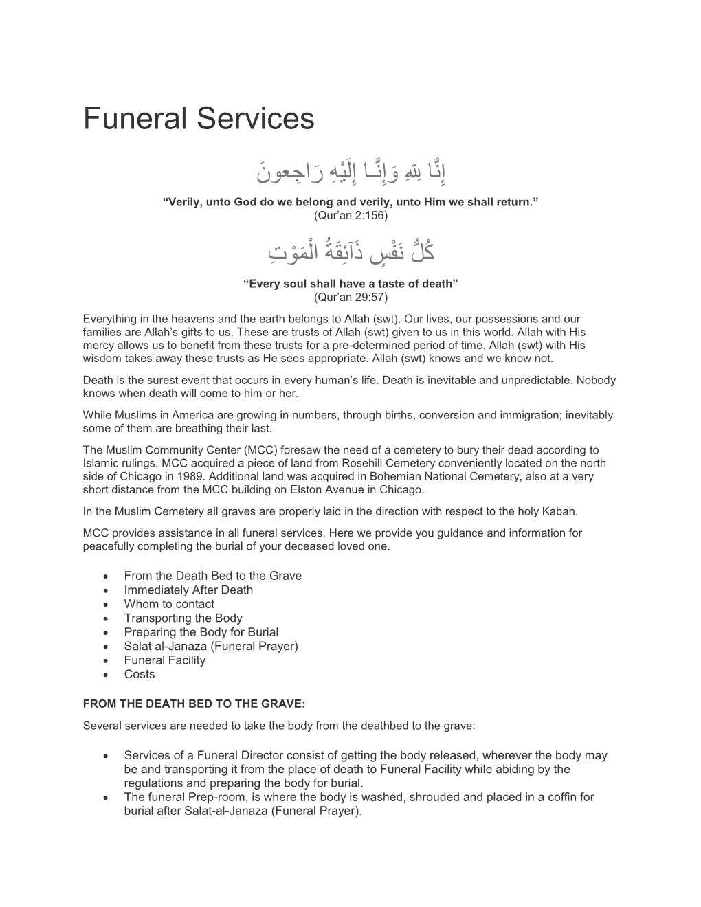 Funeral Services