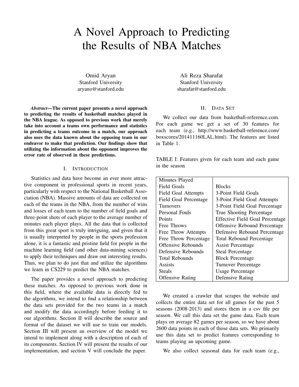 A Novel Approach to Predicting the Results of NBA Matches