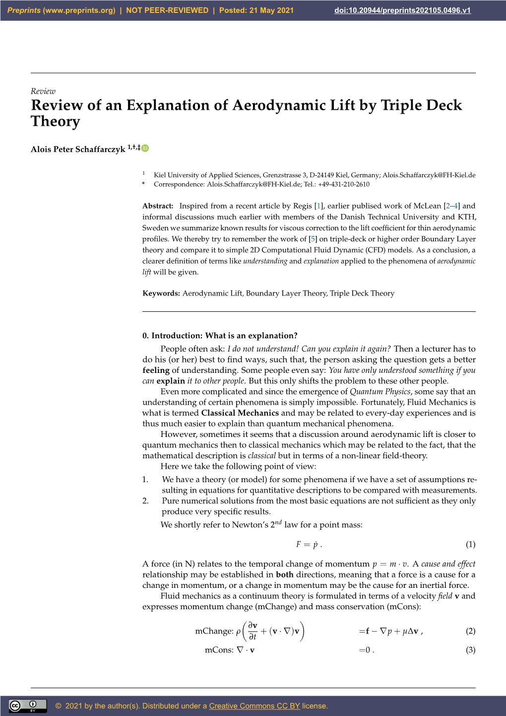 Review of an Explanation of Aerodynamic Lift by Triple Deck Theory